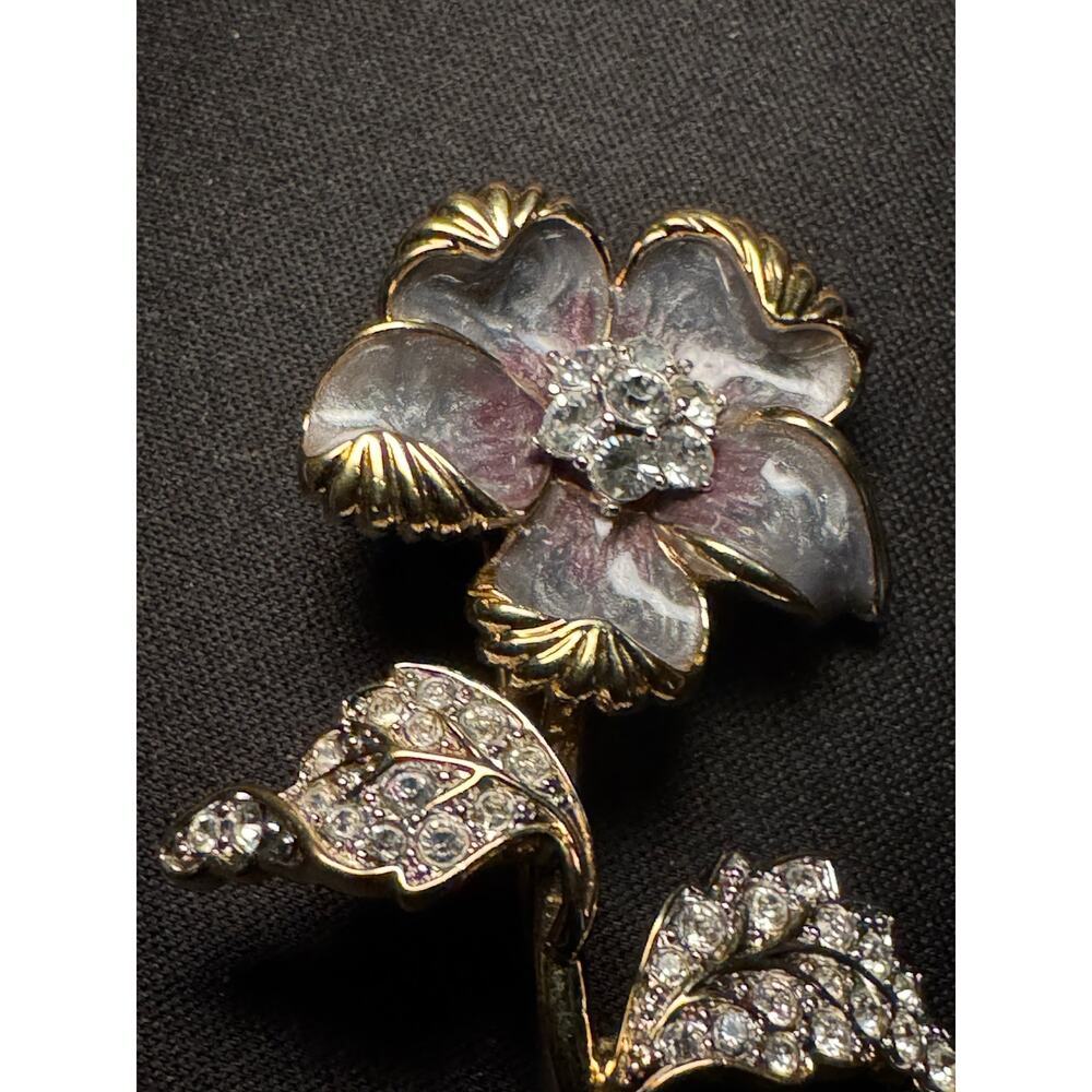 Nolan Miller Rhinestone Flower Brooch - Picture 3 of 7
